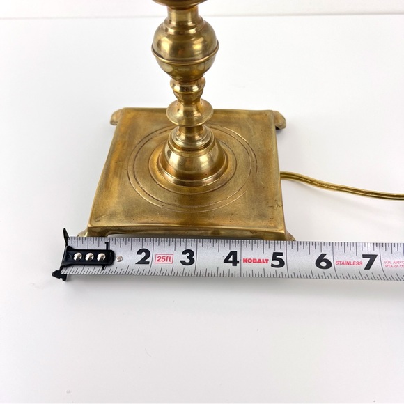 Vintage French Tole Brass Double Bulb Table Lamp With Black Shade - Picture 12 of 12